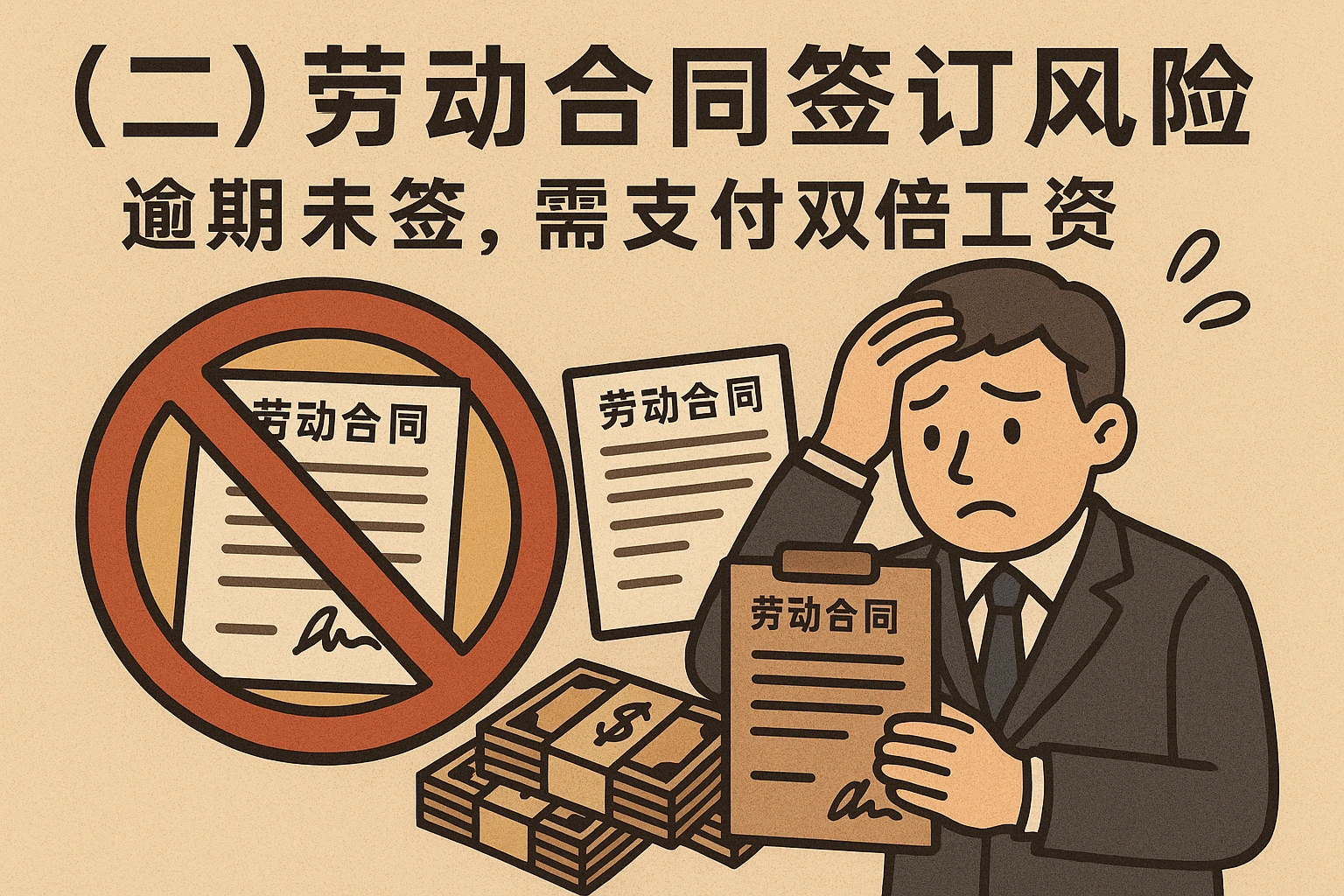 （二）劳动合同签订风险：逾期未签，需支付双倍工资
