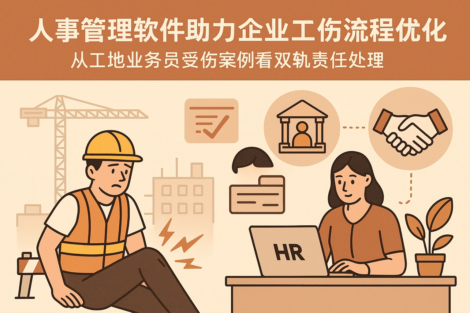 人事管理软件助力企业工伤流程优化：从工地业务员受伤案例看双轨责任处理