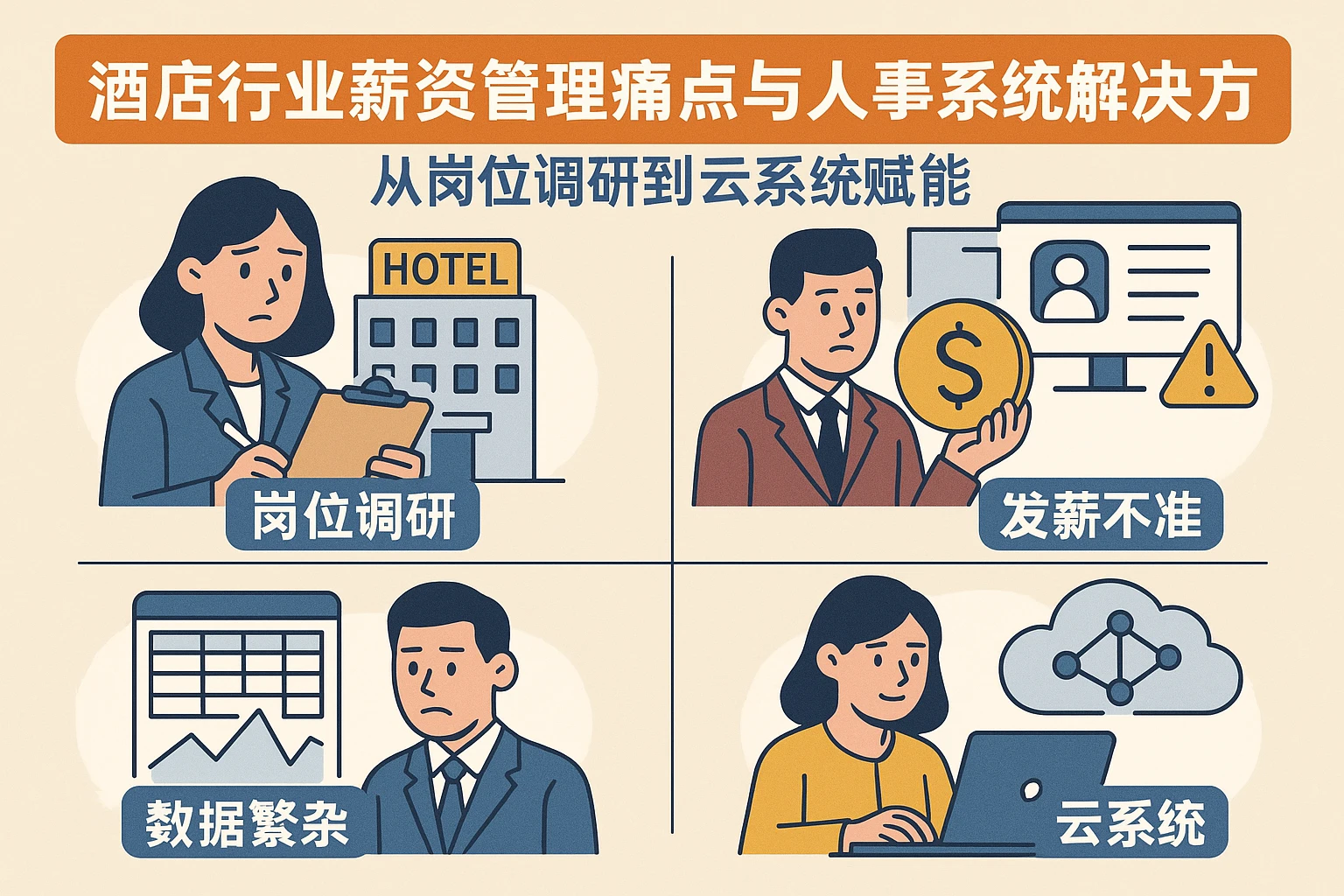 酒店行业薪资管理痛点与人事系统解决方案：从岗位调研到云系统赋能