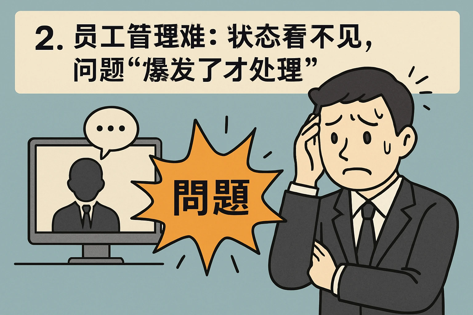 2. 员工管理难：状态看不见，问题“爆发了才处理”