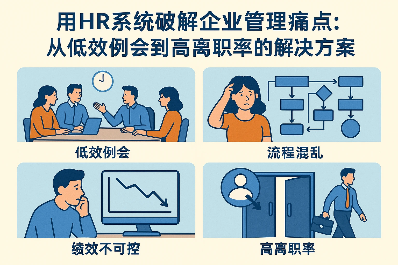 用HR系统破解企业管理痛点：从低效例会到高离职率的解决方案
