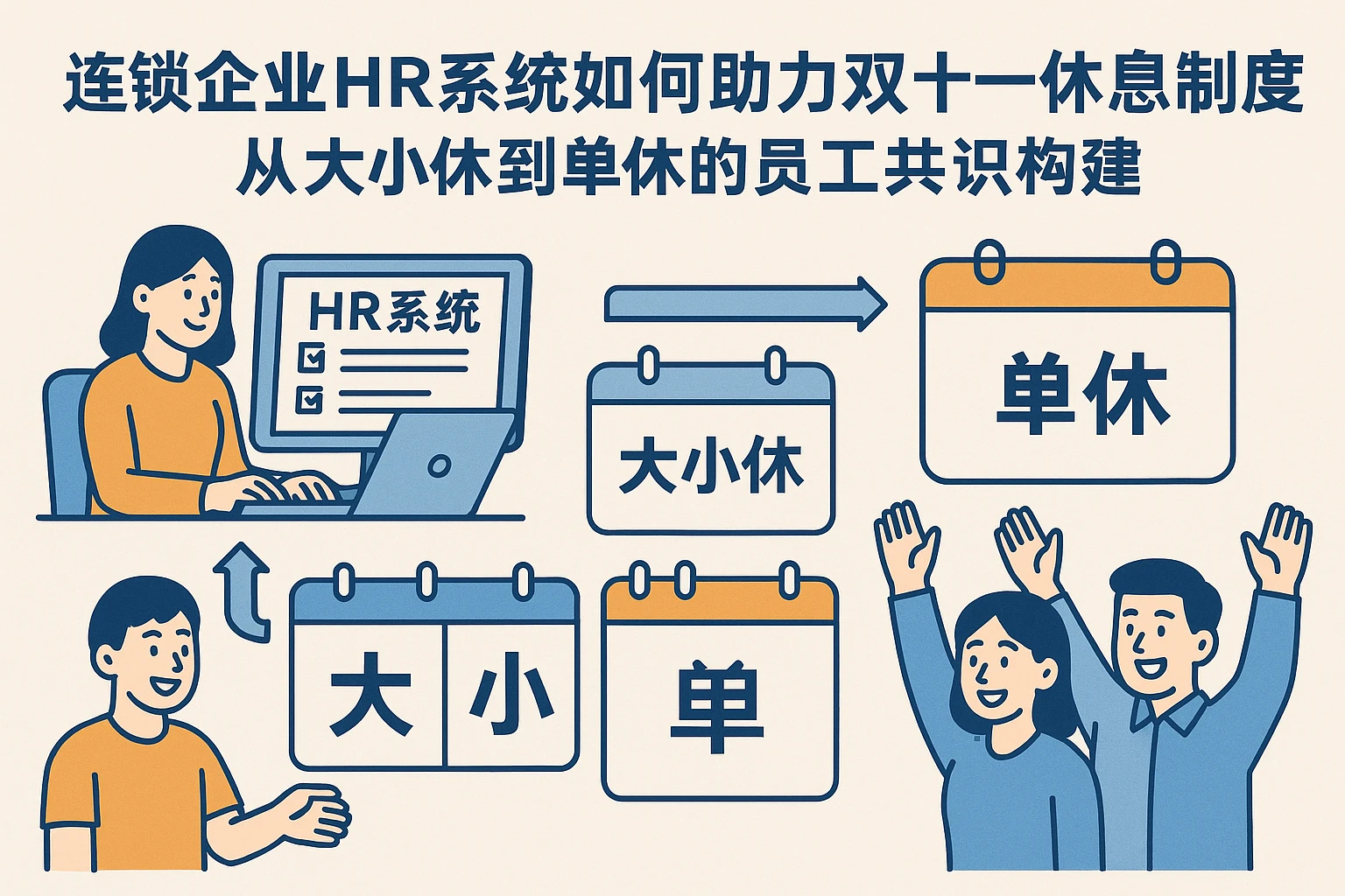 连锁企业HR系统如何助力双十一休息制度调整：从大小休到单休的员工共识构建