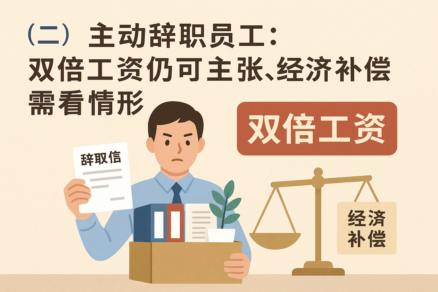 （二）主动辞职员工：双倍工资仍可主张，经济补偿需看情形