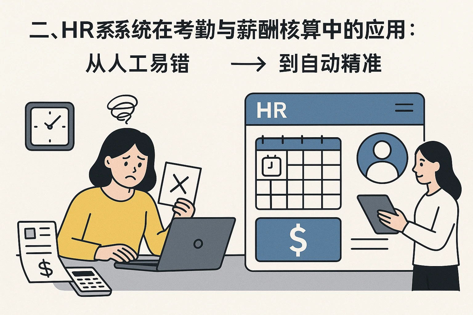 二、HR系统在考勤与薪酬核算中的应用：从人工易错到自动精准