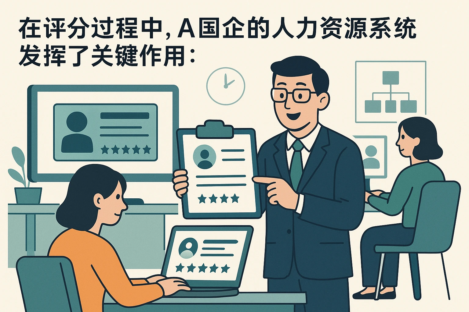 在评分过程中，A国企的人力资源系统发挥了关键作用：