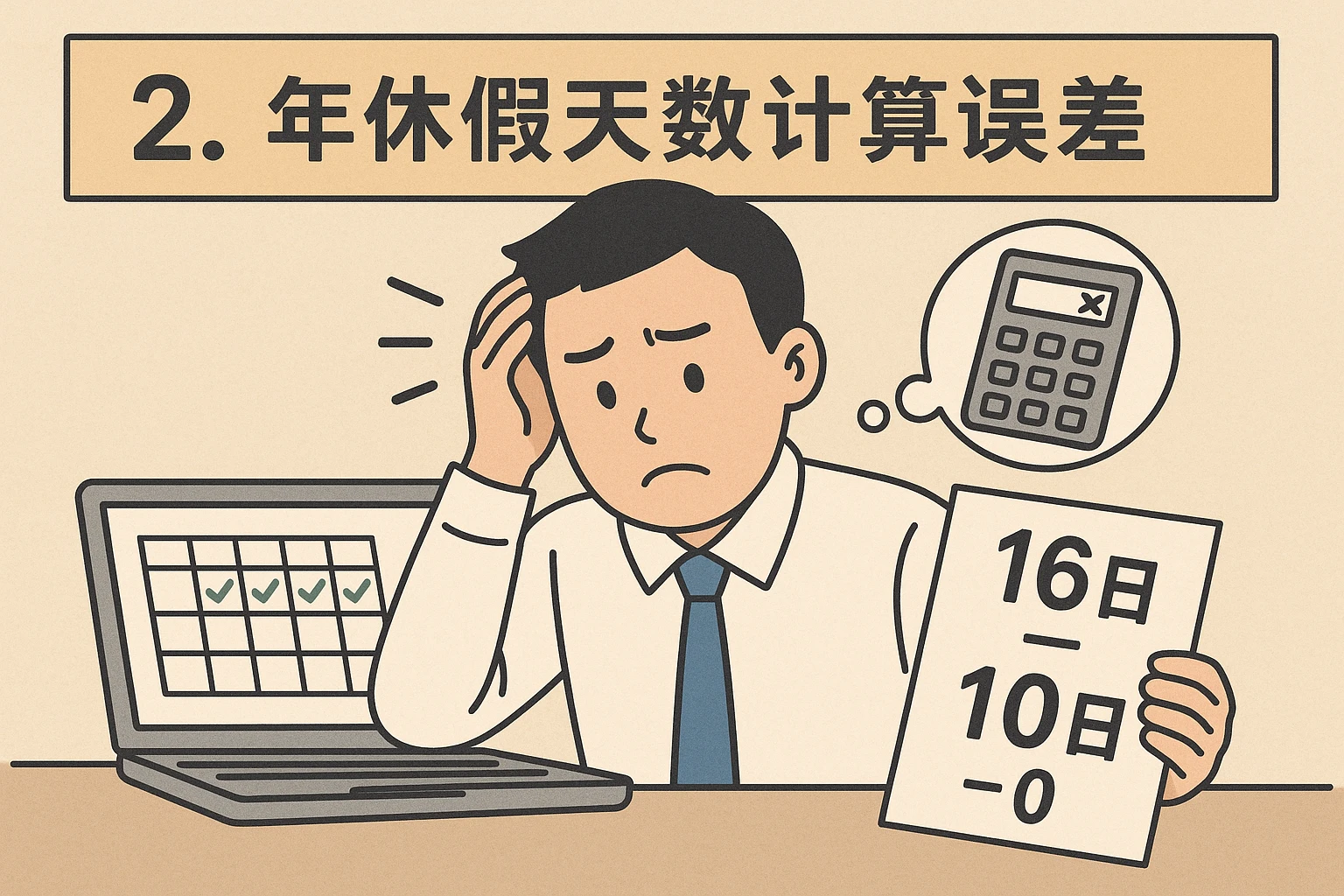 2. 年休假天数计算误差