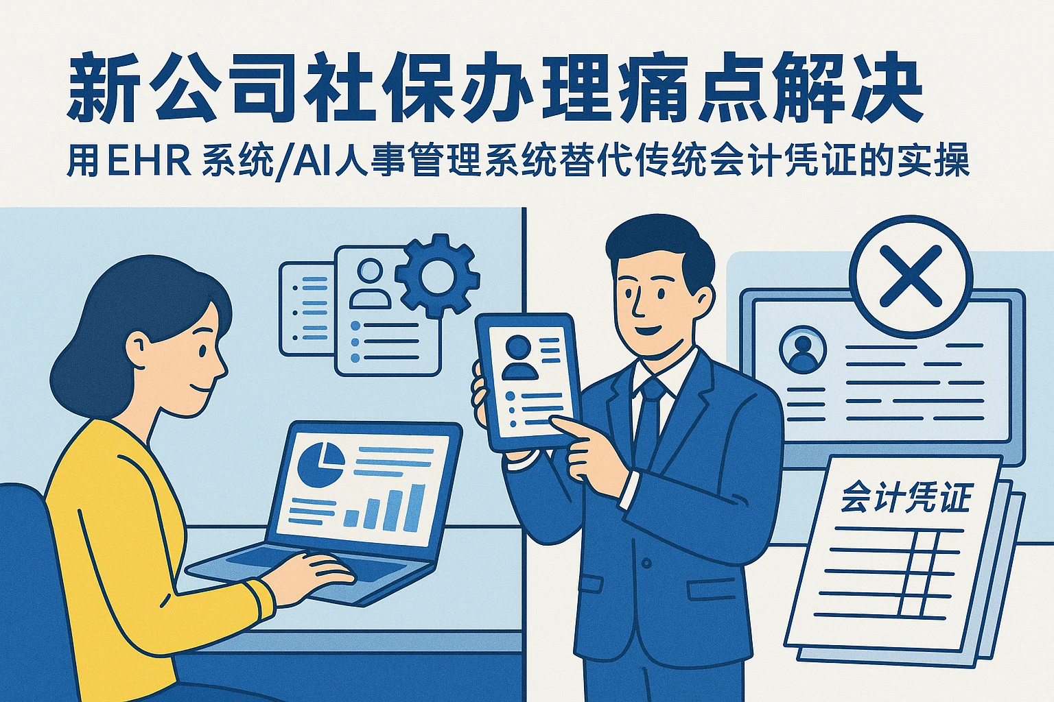 新公司社保办理痛点解决：用EHR系统/AI人事管理系统替代传统会计凭证的实操指南