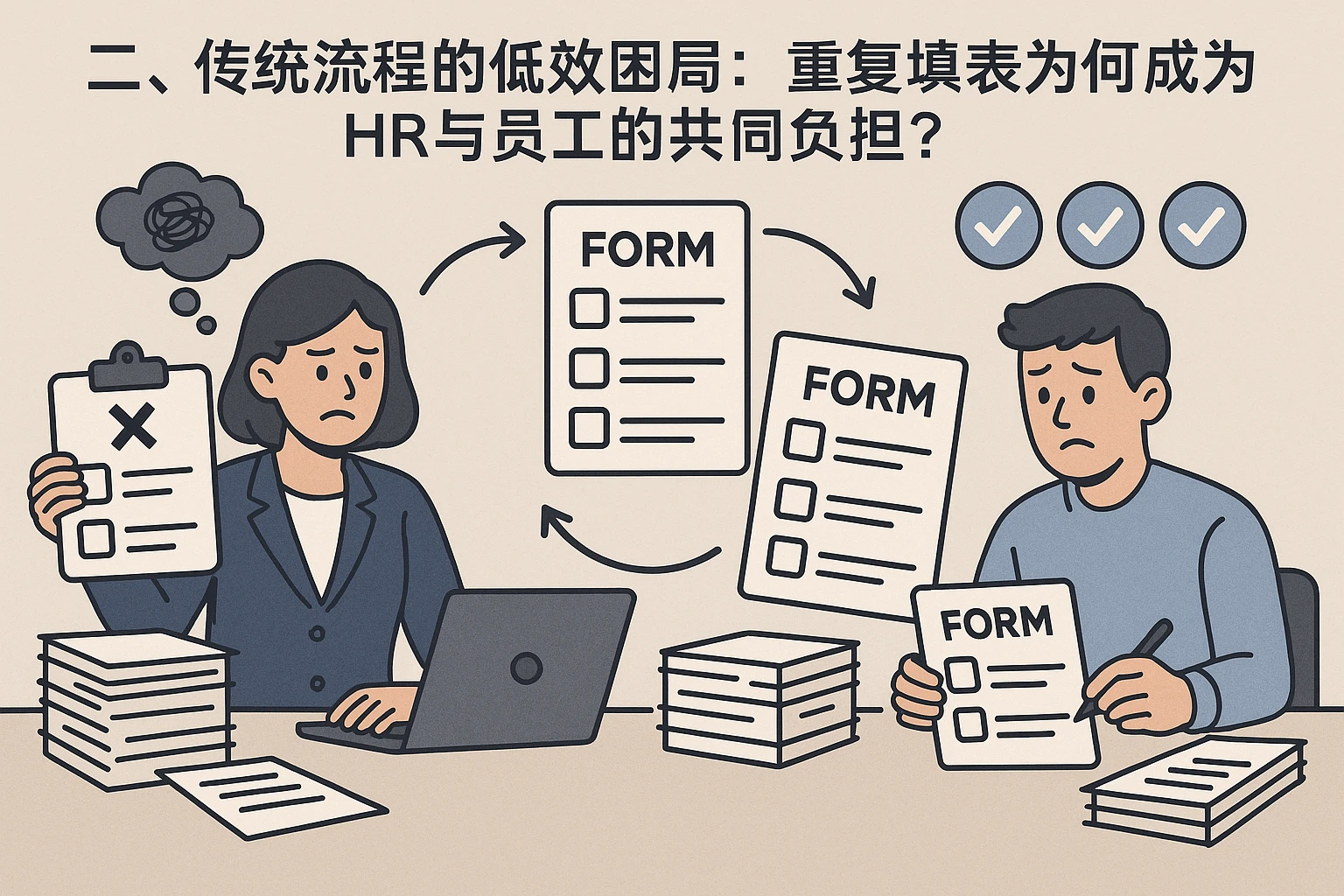 二、传统流程的低效困局：重复填表为何成为HR与员工的共同负担？