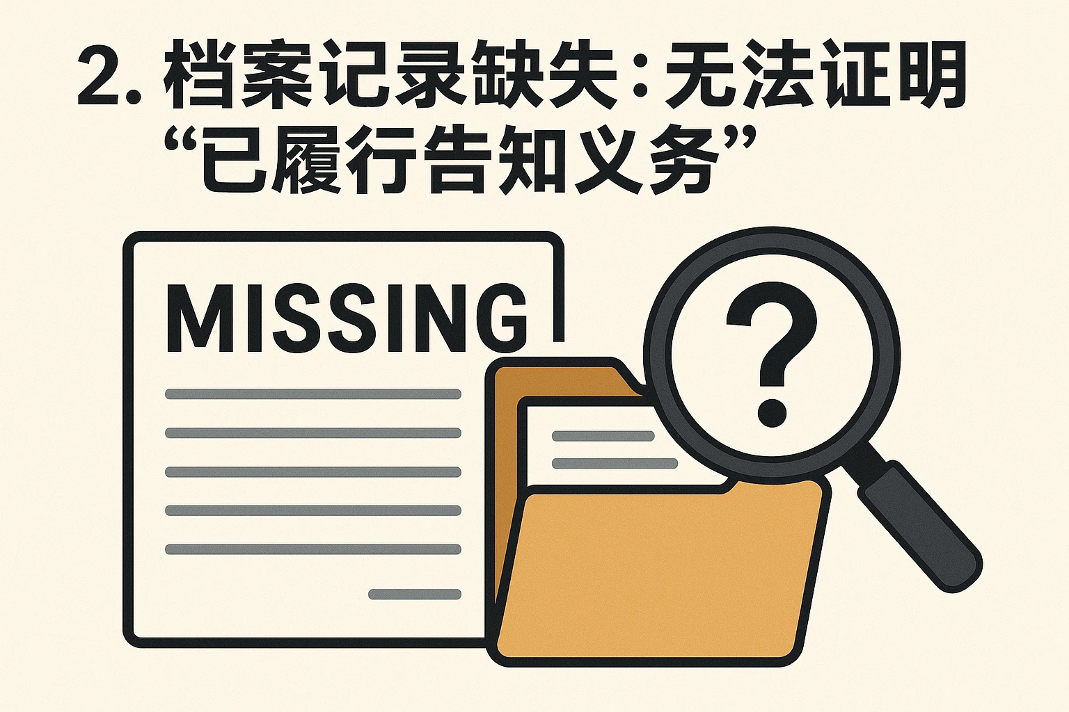 2. 档案记录缺失：无法证明“已履行告知义务”