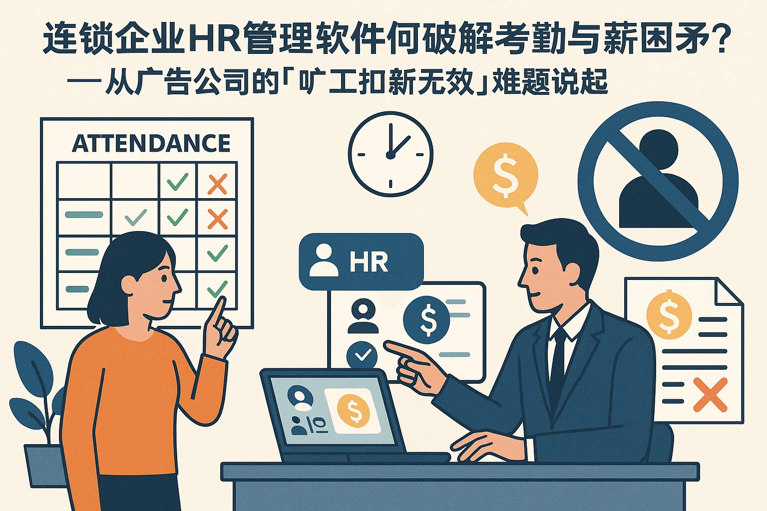连锁企业HR管理软件如何破解考勤与薪酬矛盾？——从广告公司的“旷工扣薪无效”难题说起