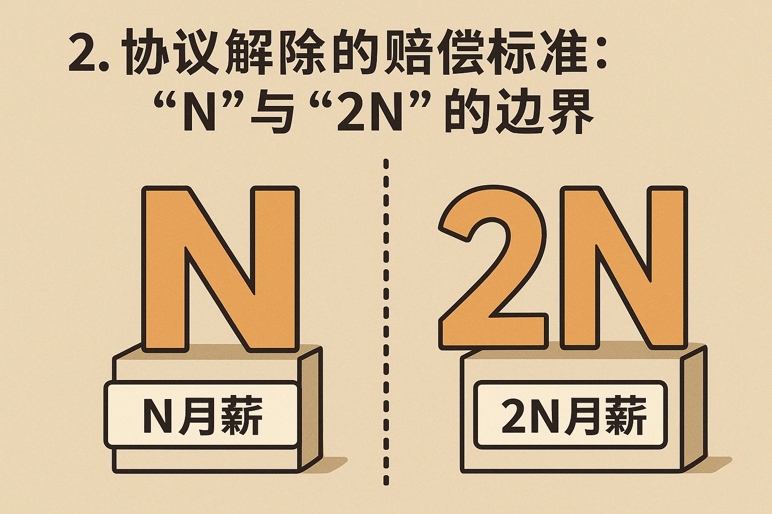 2. 协议解除的赔偿标准：“N”与“2N”的边界