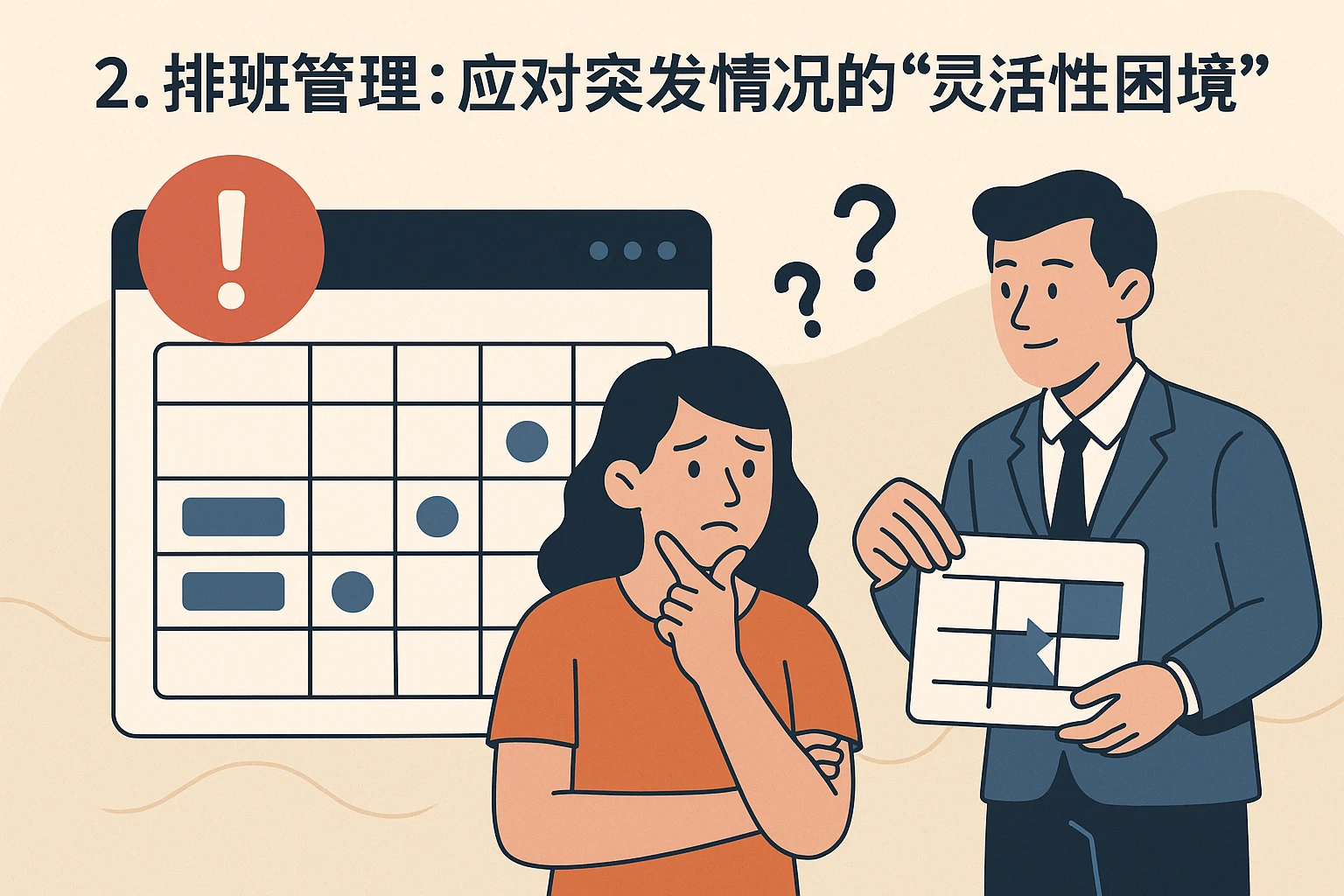 2. 排班管理：应对突发情况的“灵活性困境”