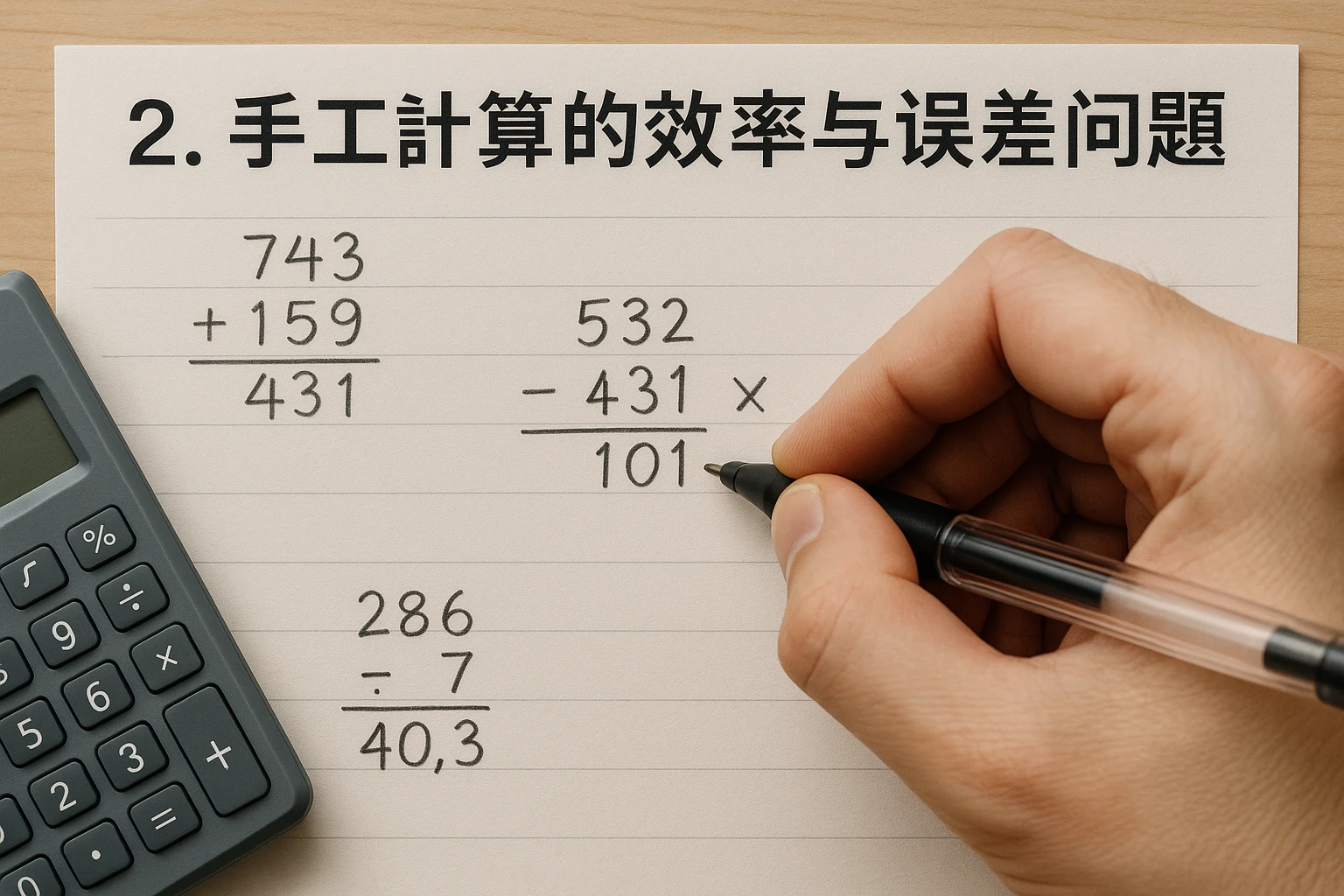 2. 手工计算的效率与误差问题