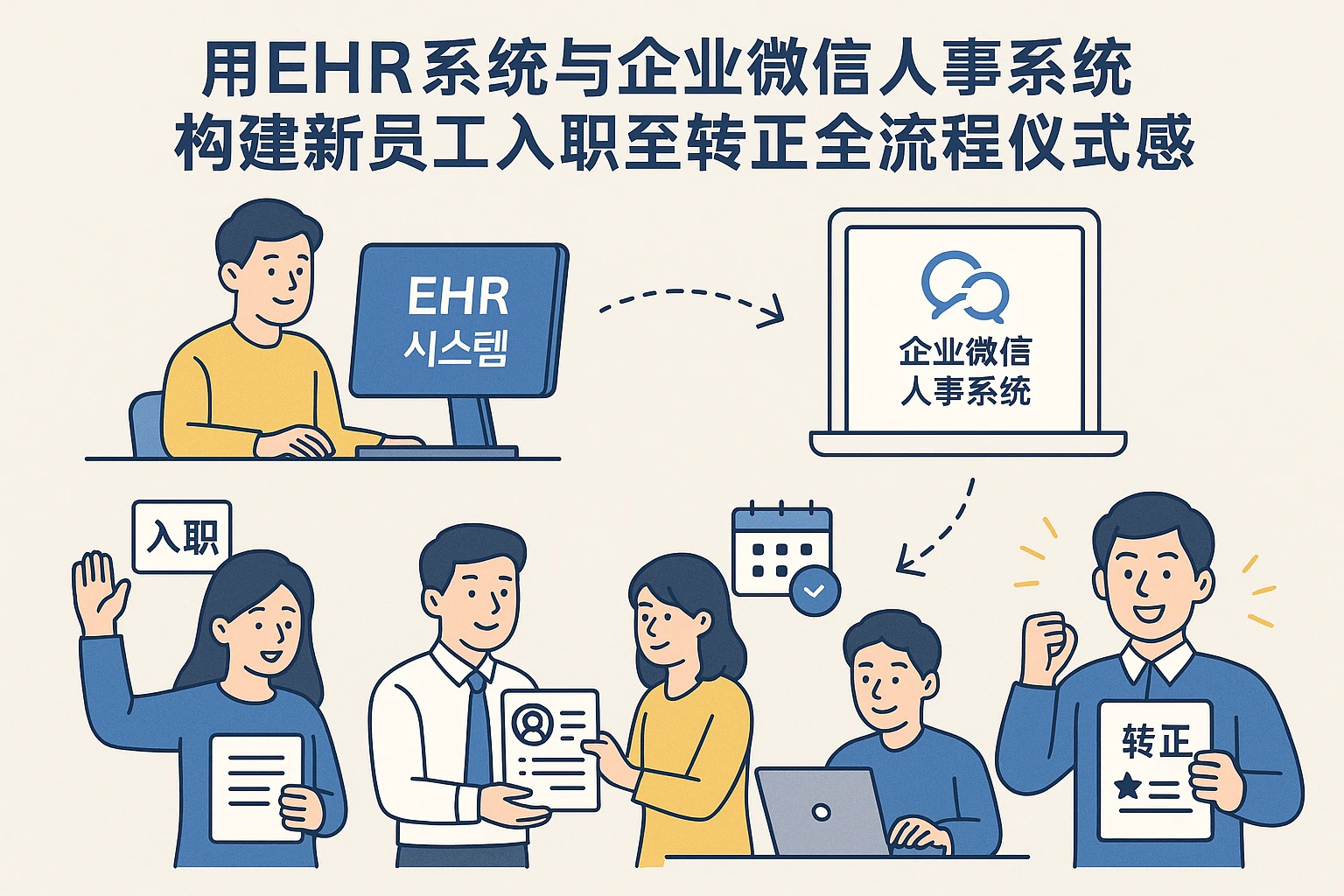 用EHR系统与企业微信人事系统构建新员工入职至转正全流程仪式感