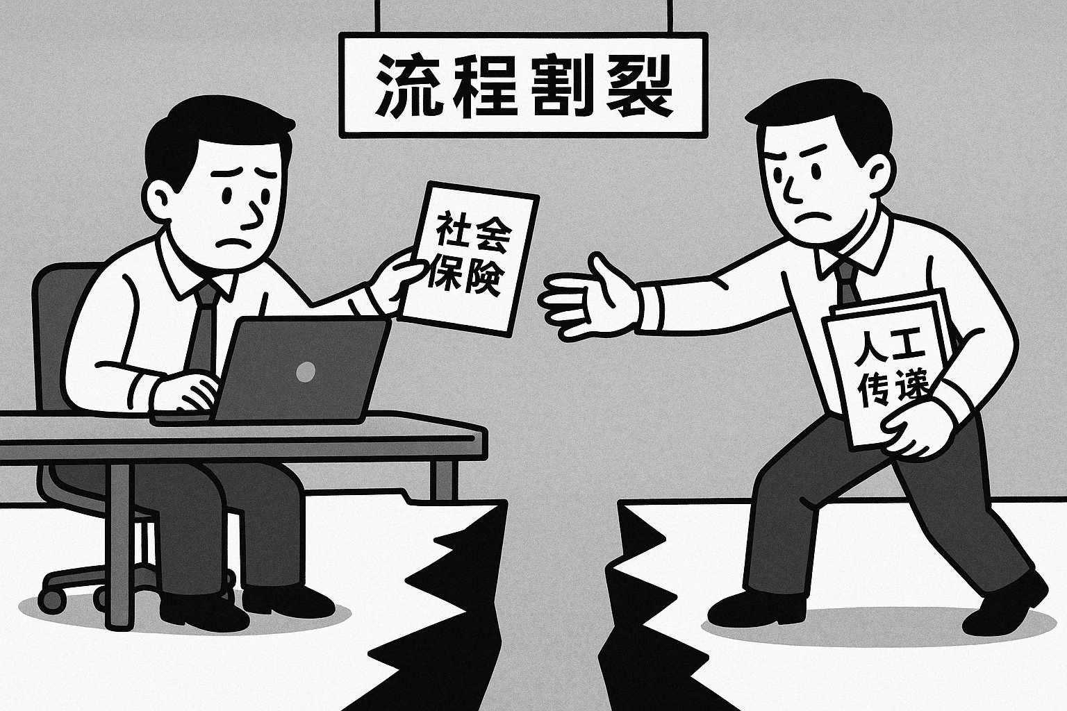 2. 流程割裂：社保办理依赖“人工传递”
