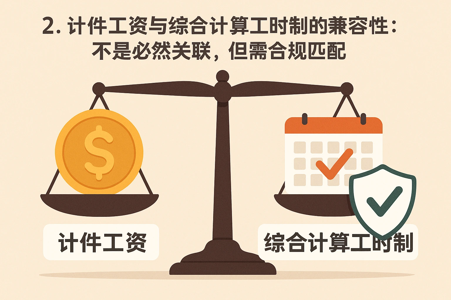 2. 计件工资与综合计算工时制的兼容性：不是必然关联，但需合规匹配