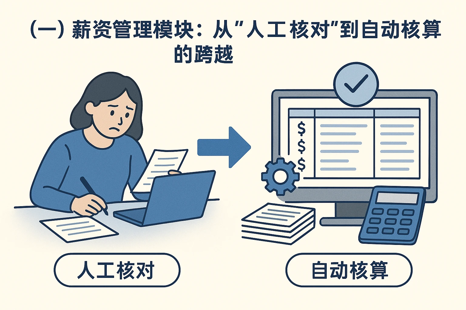（一）薪资管理模块：从“人工核对”到“自动核算”的跨越