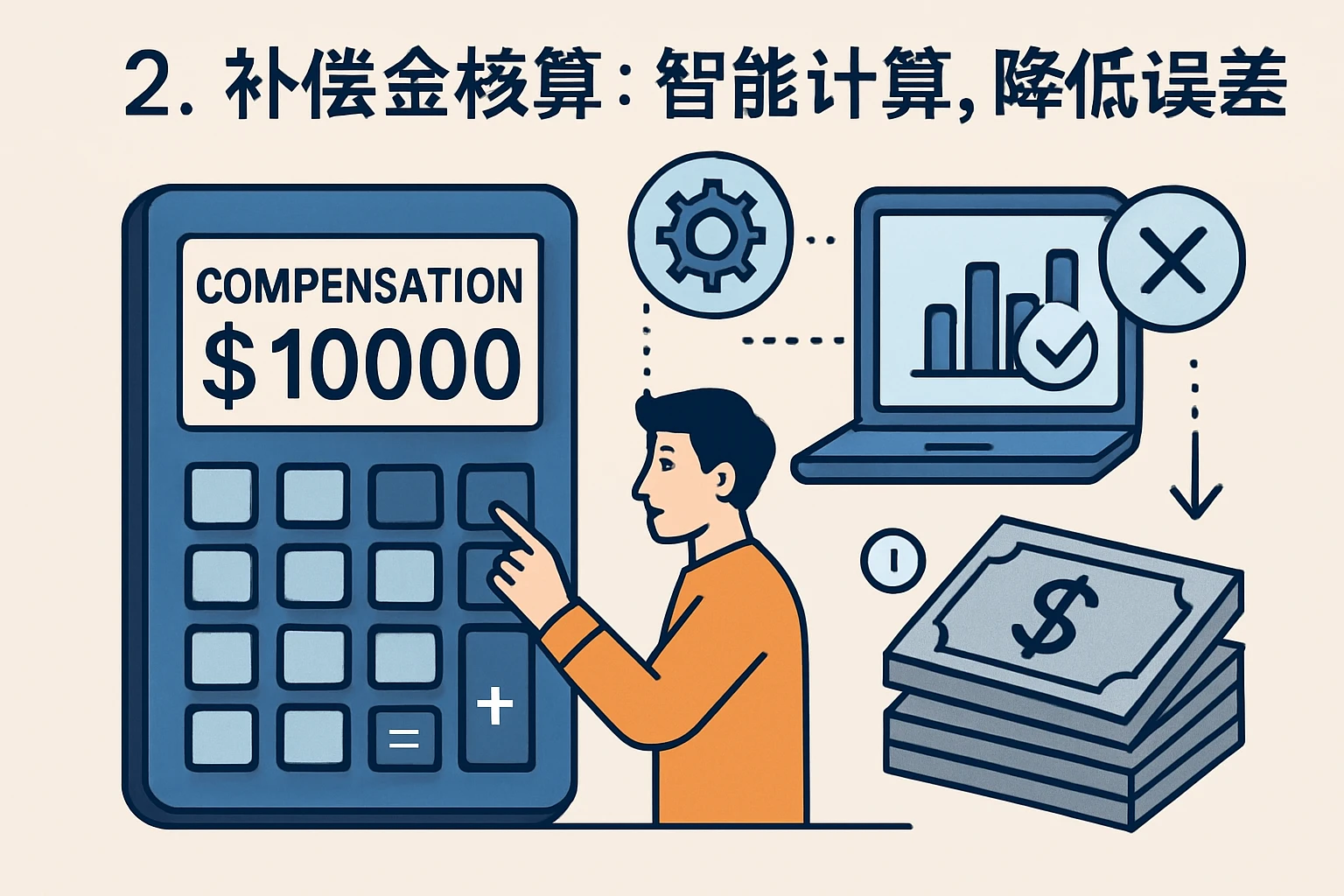 2. 补偿金核算：智能计算，降低误差