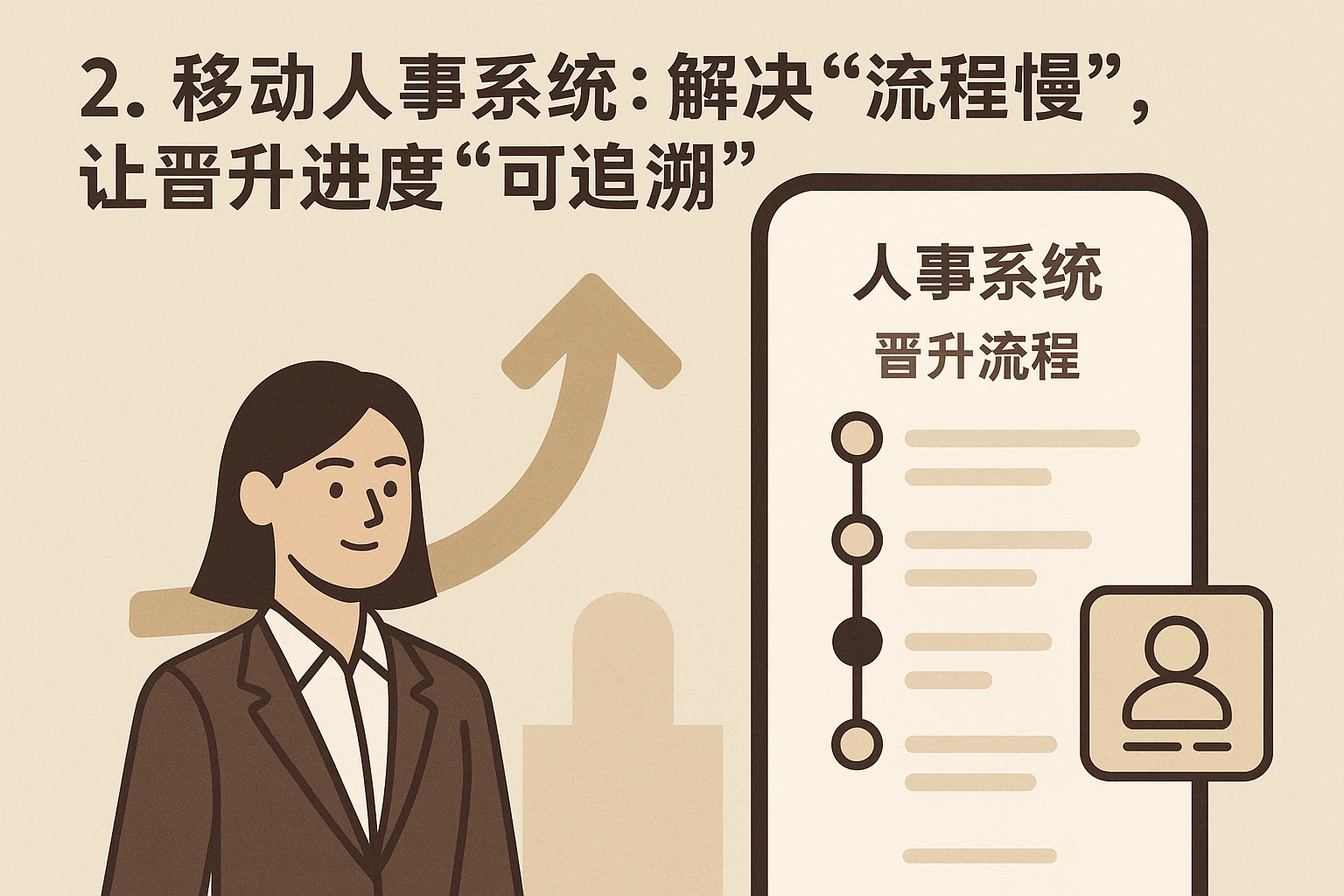 2. 移动人事系统：解决“流程慢”，让晋升进度“可追溯”