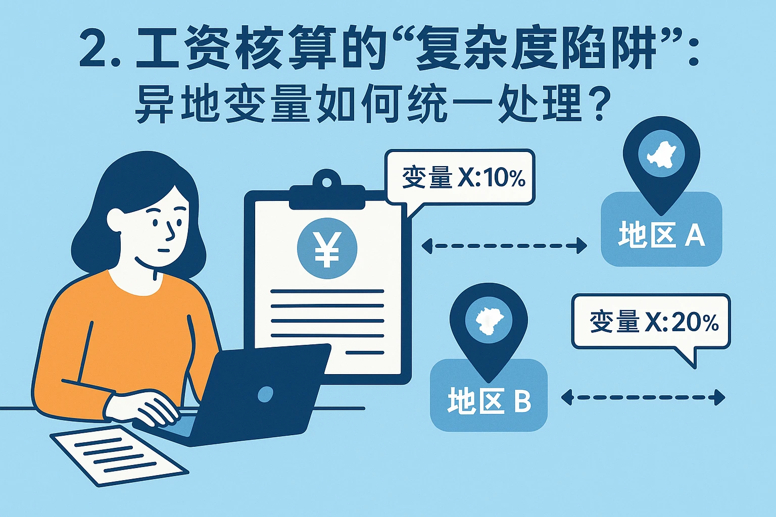2. 工资核算的“复杂度陷阱”：异地变量如何统一处理？