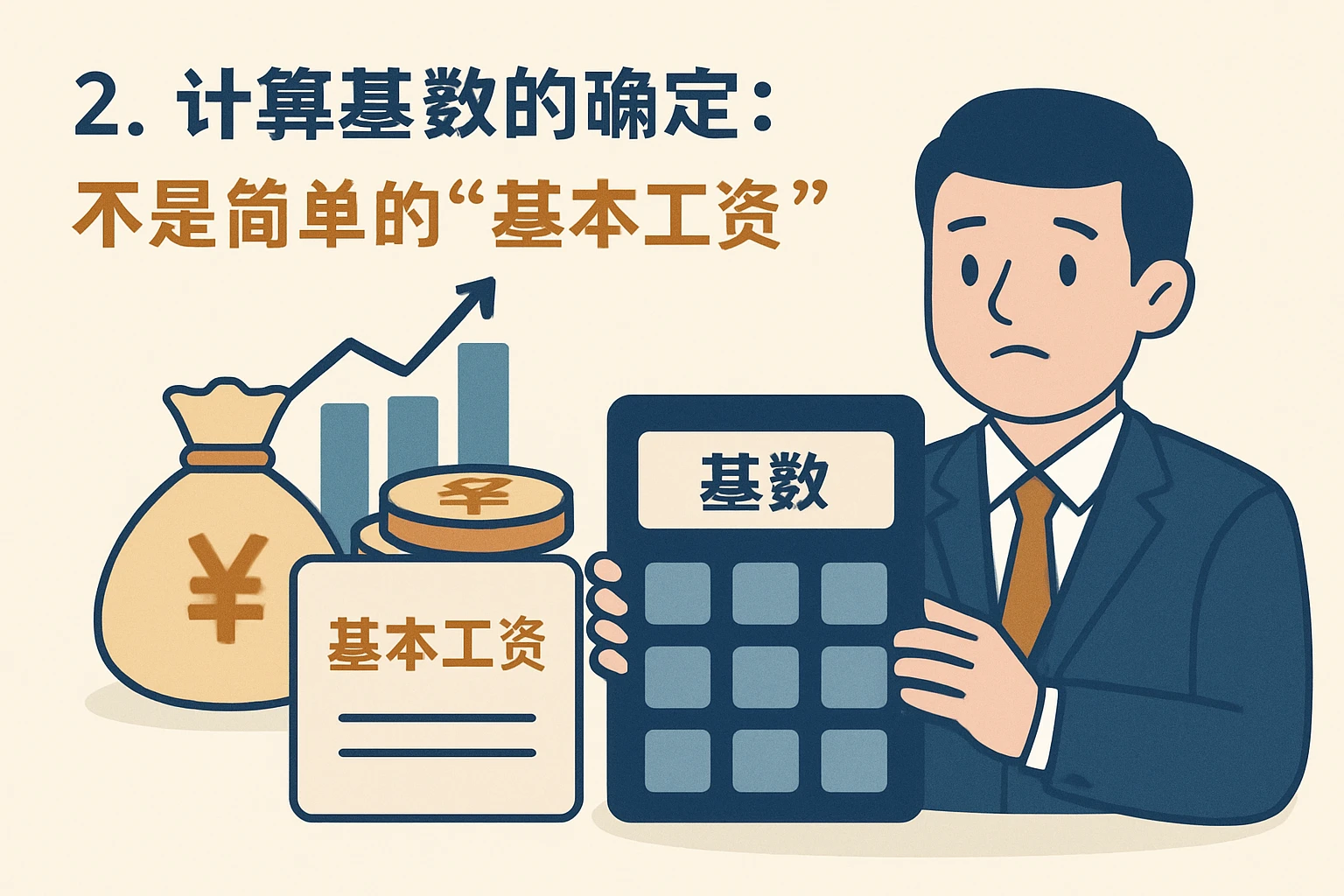 2. 计算基数的确定：不是简单的“基本工资”