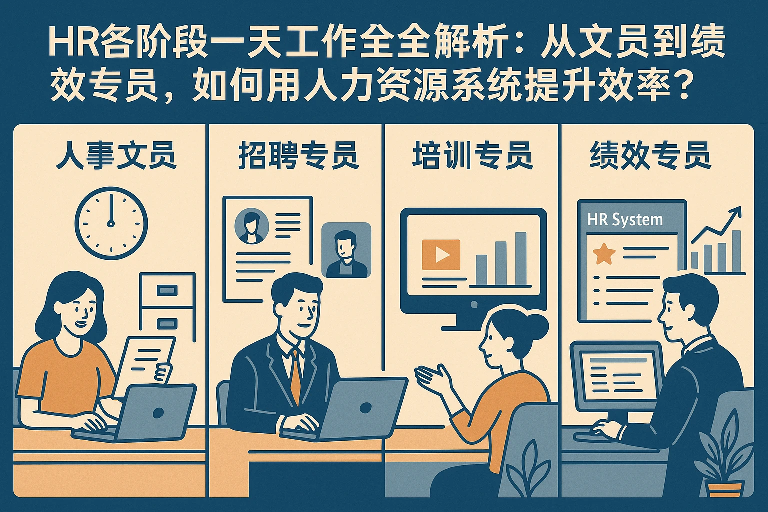 HR各阶段一天工作全解析：从文员到绩效专员，如何用人力资源系统提升效率？