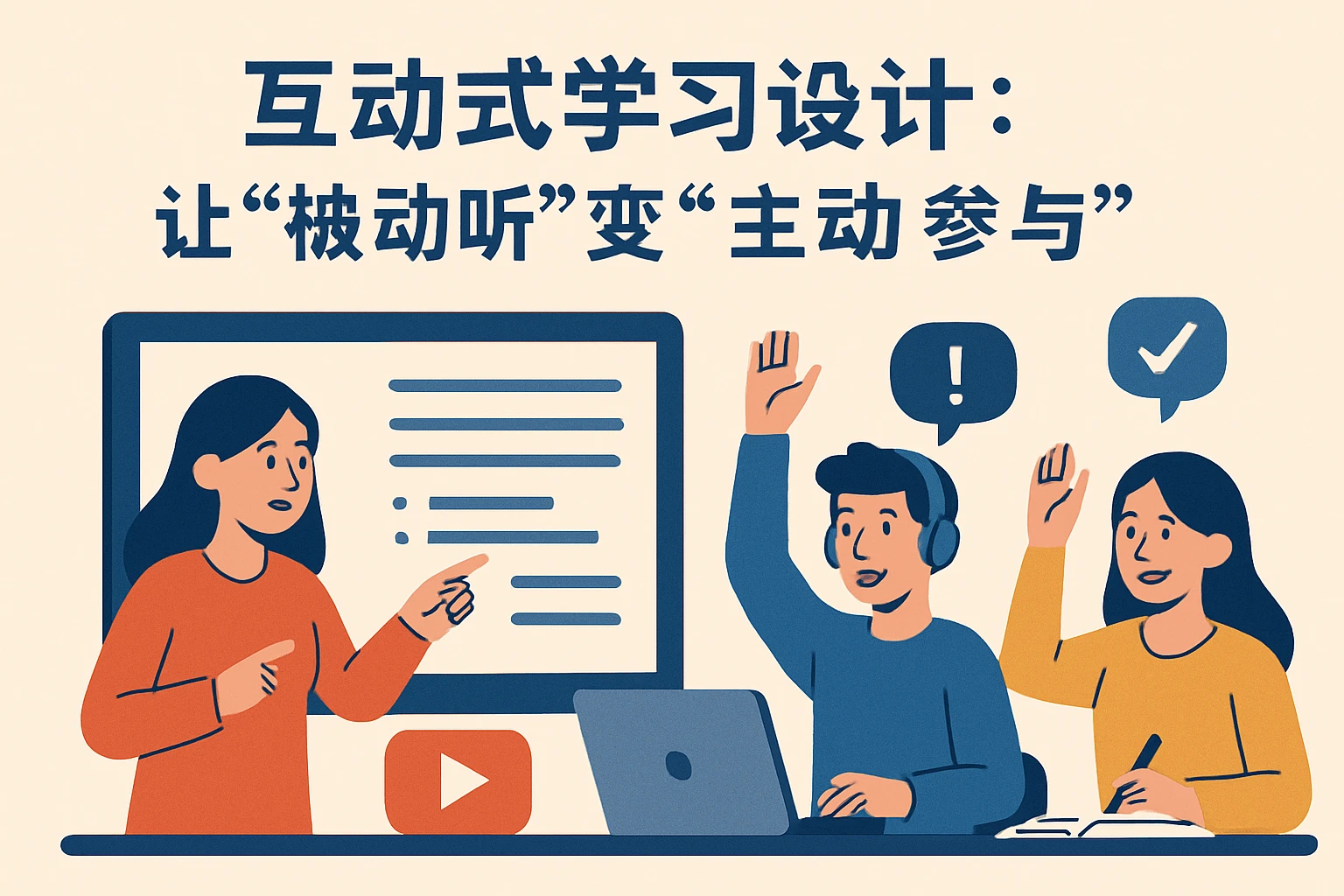 2. 互动式学习设计：让“被动听”变“主动参与”