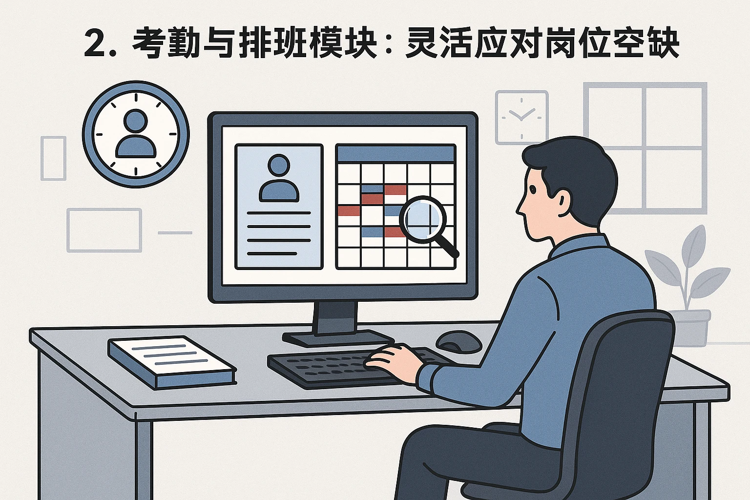 2. 考勤与排班模块：灵活应对岗位空缺