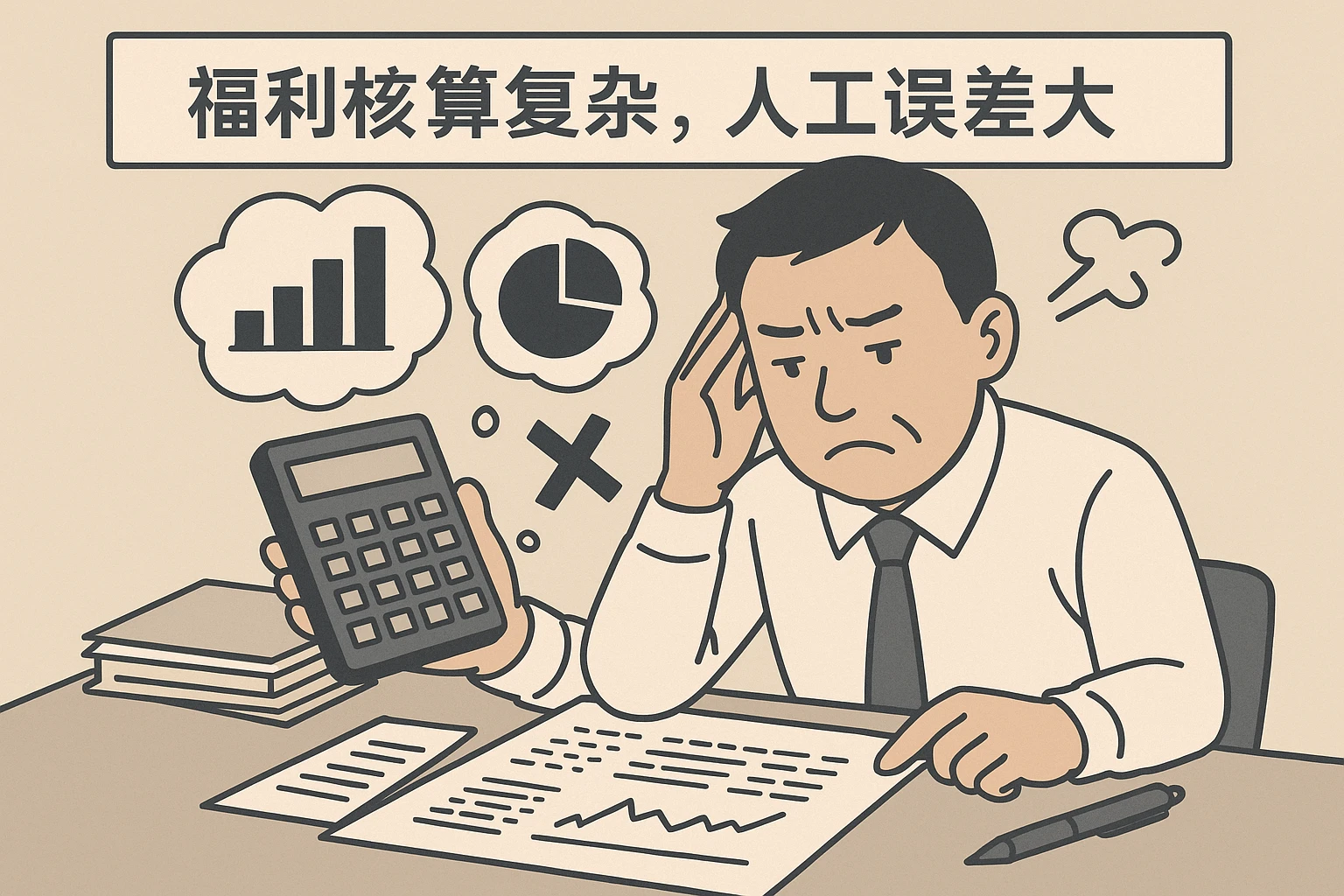2. 福利核算复杂，人工误差大