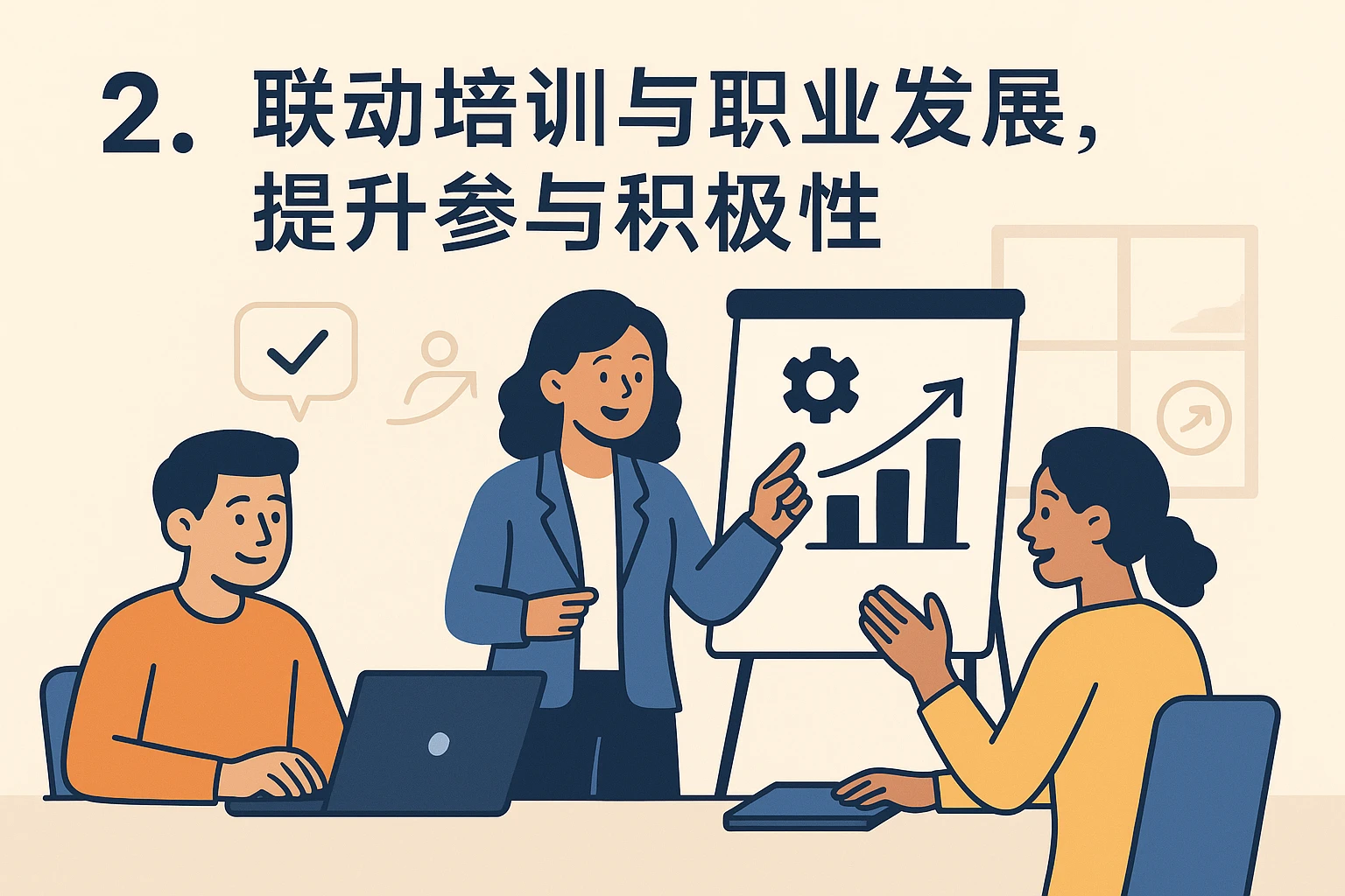 2. 联动培训与职业发展，提升参与积极性