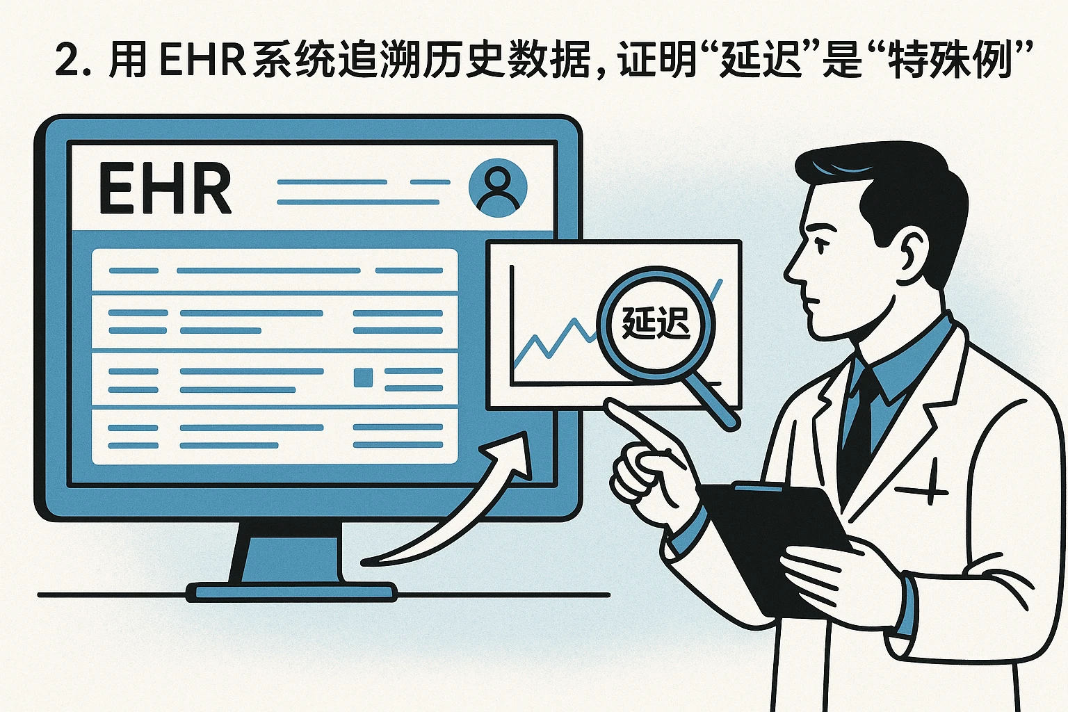 2. 用EHR系统追溯历史数据，证明“延迟”是“特殊情况”