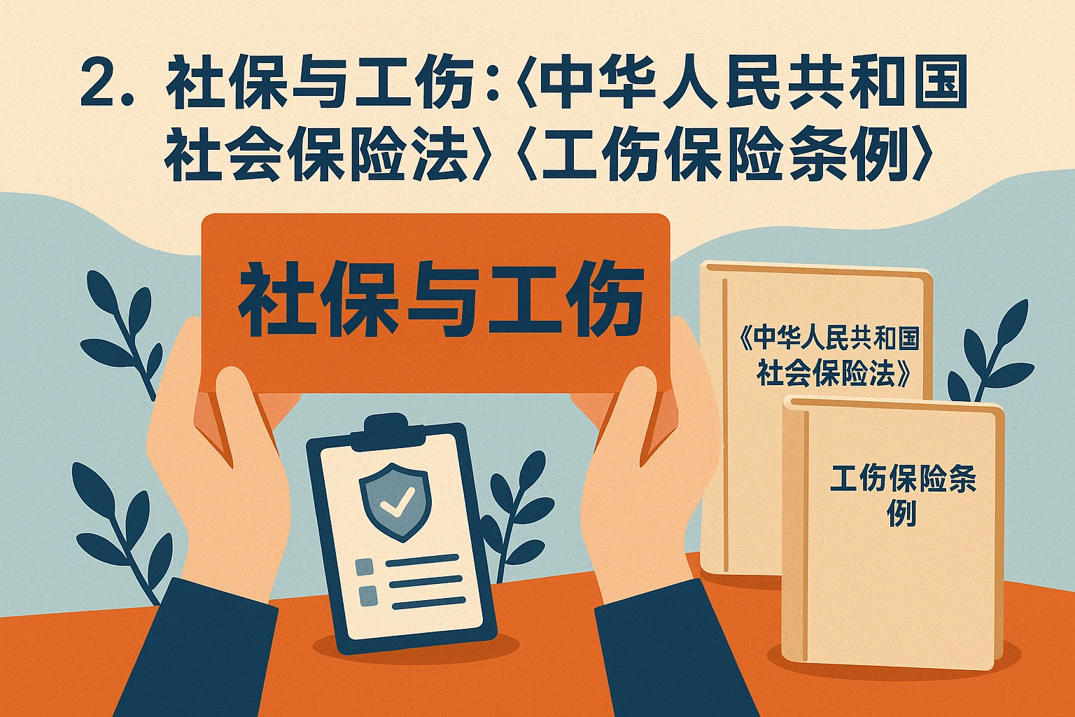 2. 社保与工伤：《中华人民共和国社会保险法》《工伤保险条例》