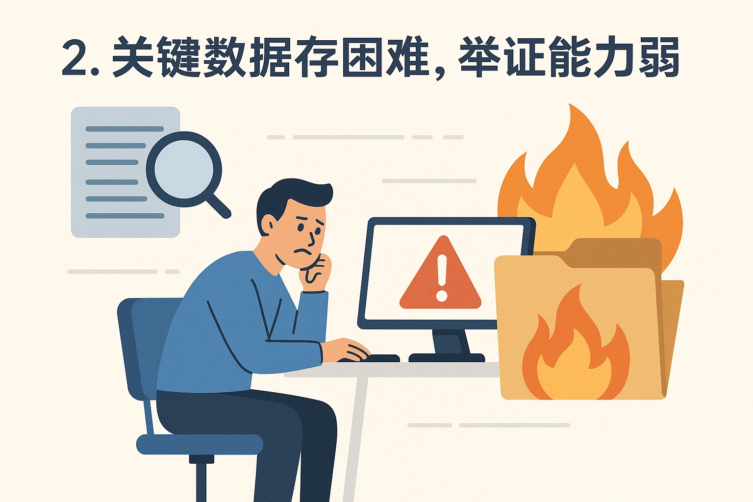 2. 关键数据留存困难，举证能力弱