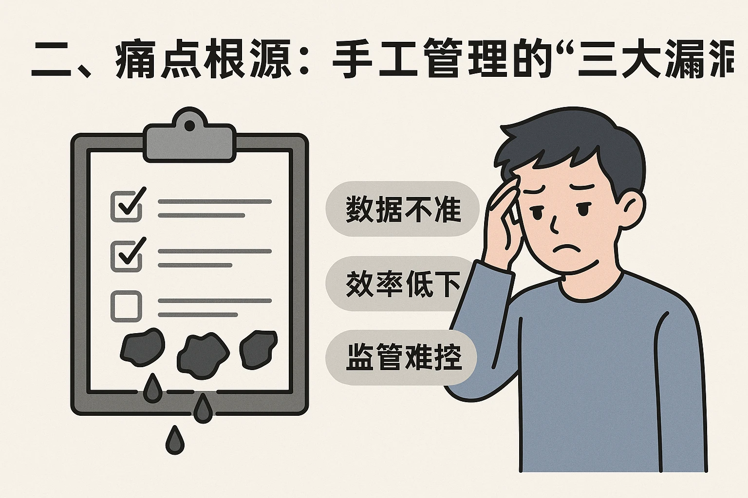 二、痛点根源：手工管理的“三大漏洞”