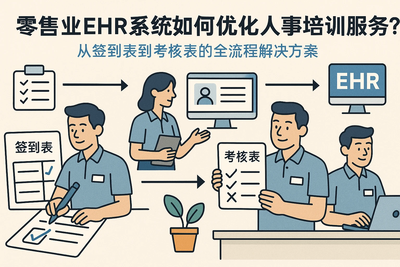零售业EHR系统如何优化人事培训服务？从签到表到考核表的全流程解决方案