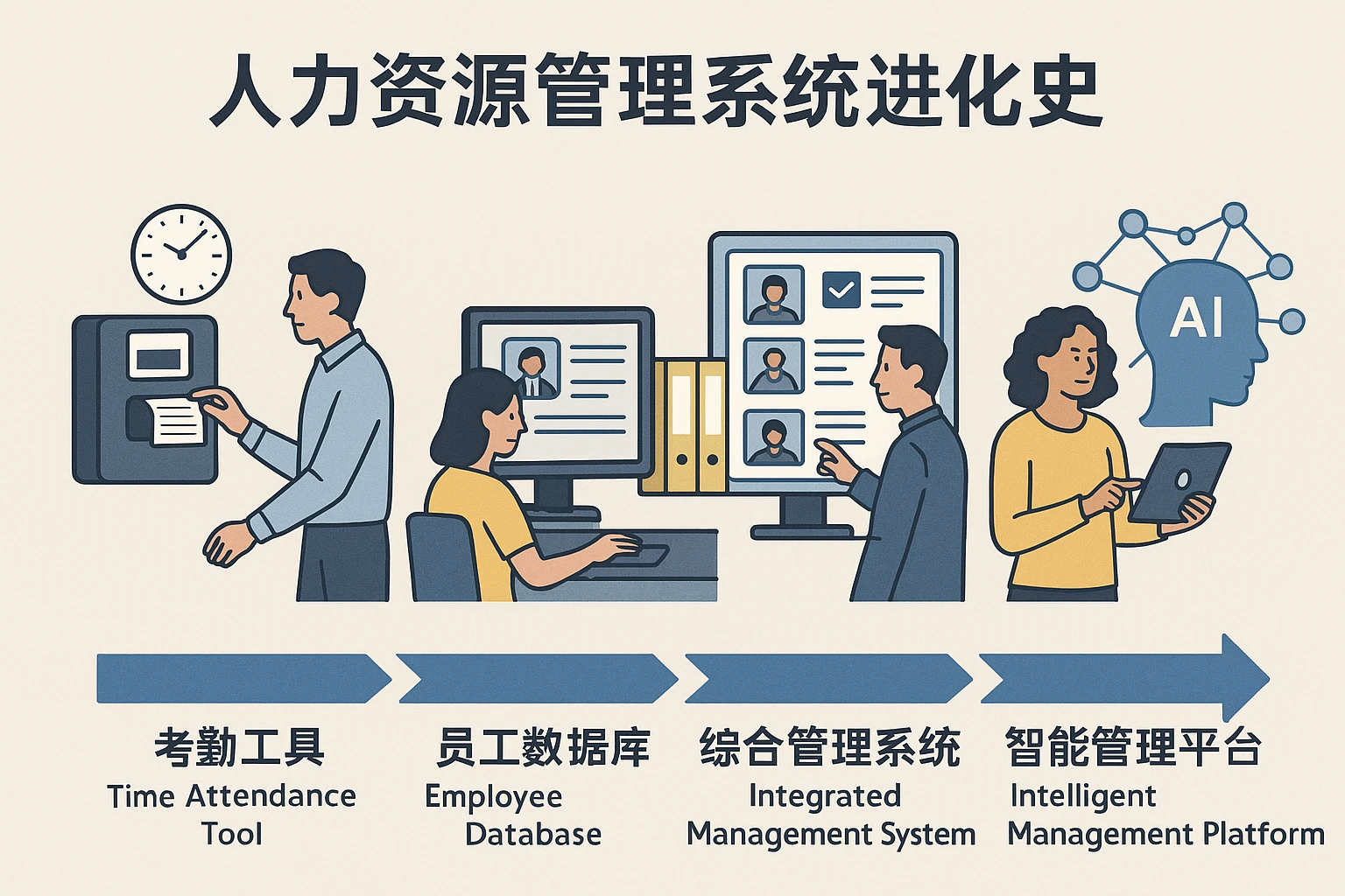 人力资源管理系统进化史：从考勤工具到AI驱动的智能管理平台