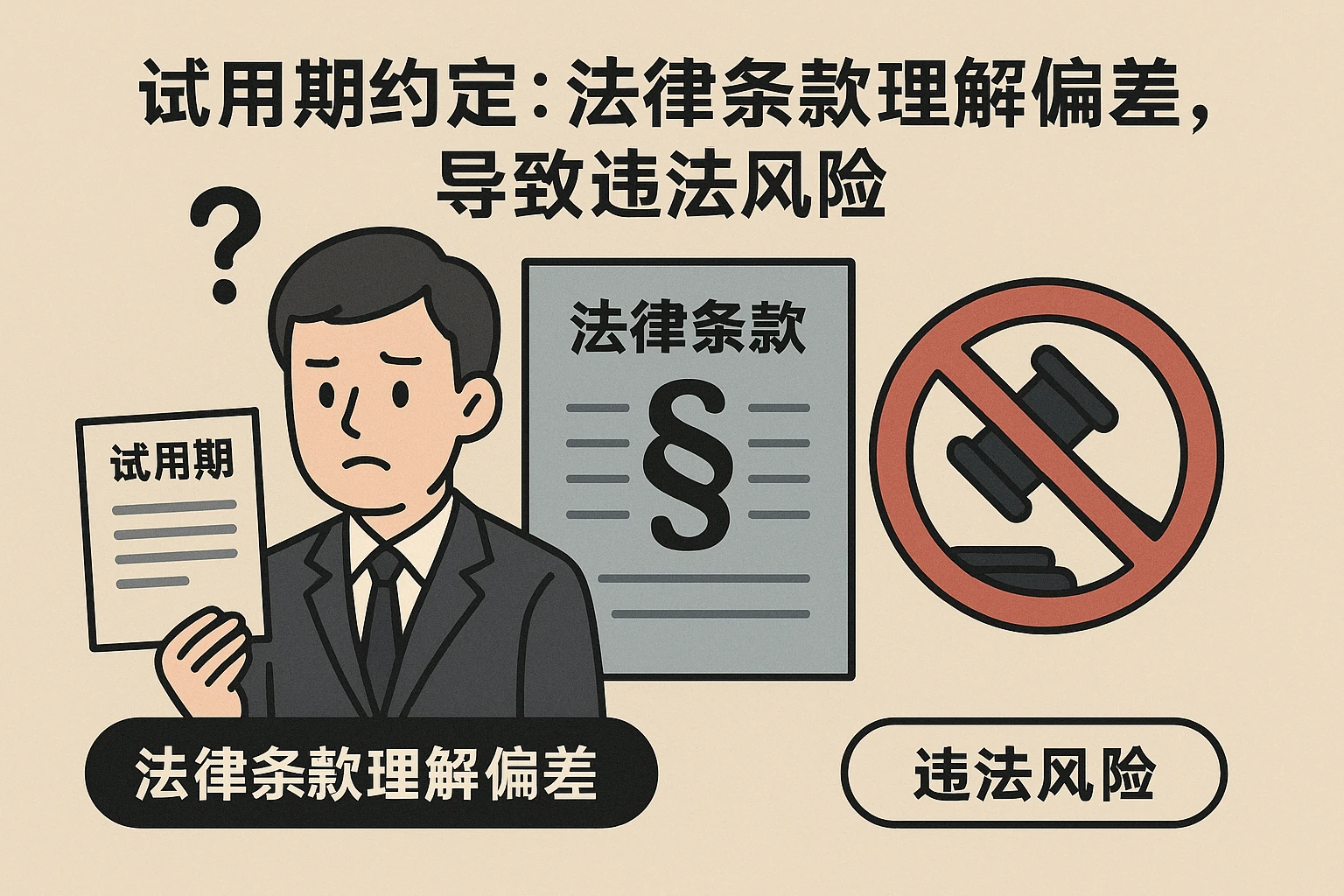 2. 试用期约定：法律条款理解偏差，导致违法风险