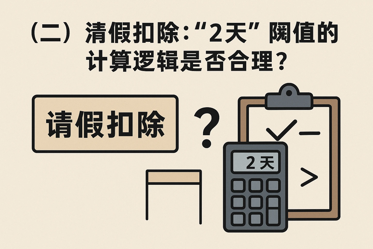 （二）请假扣除：“2天”阈值的计算逻辑是否合理？