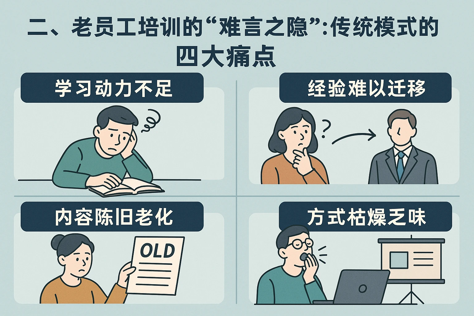 二、老员工培训的“难言之隐”：传统模式的四大痛点