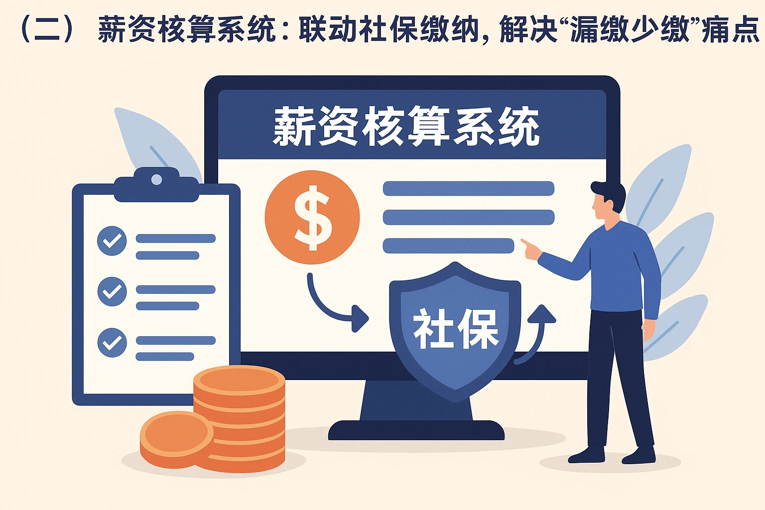 （二）薪资核算系统：联动社保缴纳，解决“漏缴少缴”痛点
