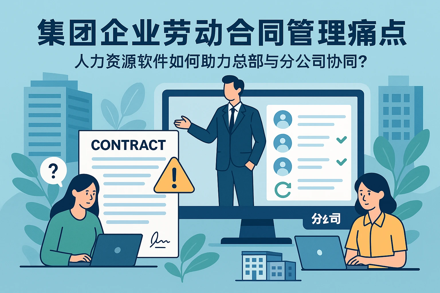 集团企业劳动合同管理痛点解决：人力资源软件如何助力总部与分公司协同？