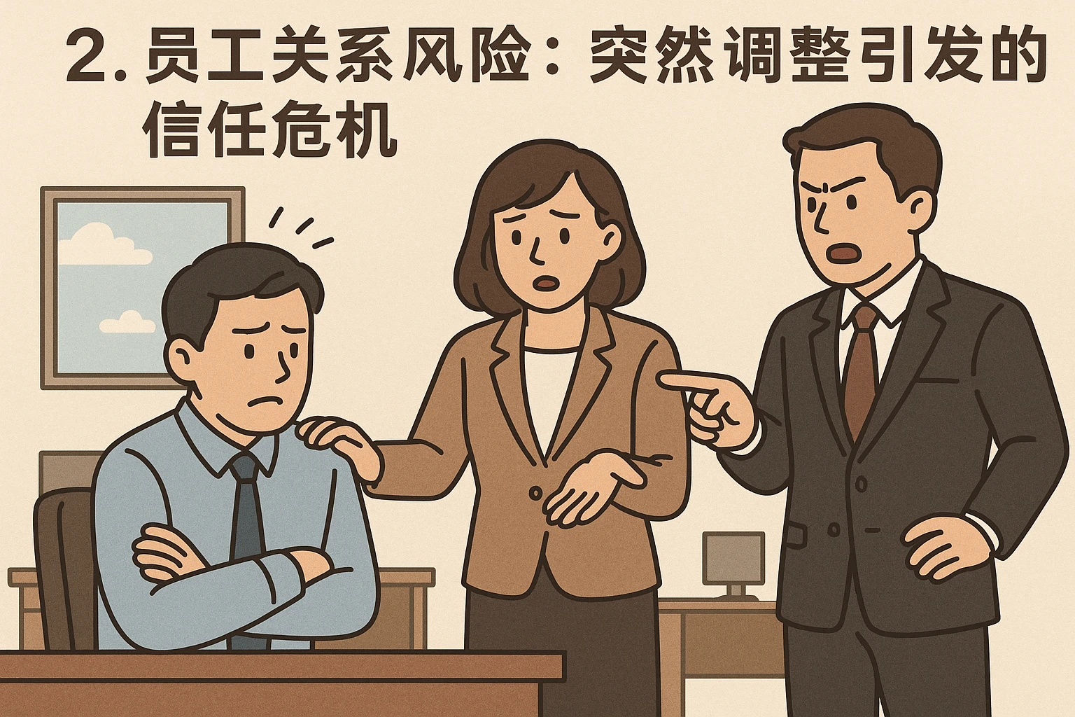 2. 员工关系风险：突然调整引发的信任危机