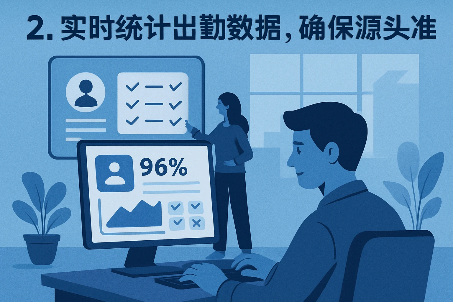 2. 实时统计出勤数据，确保源头准确