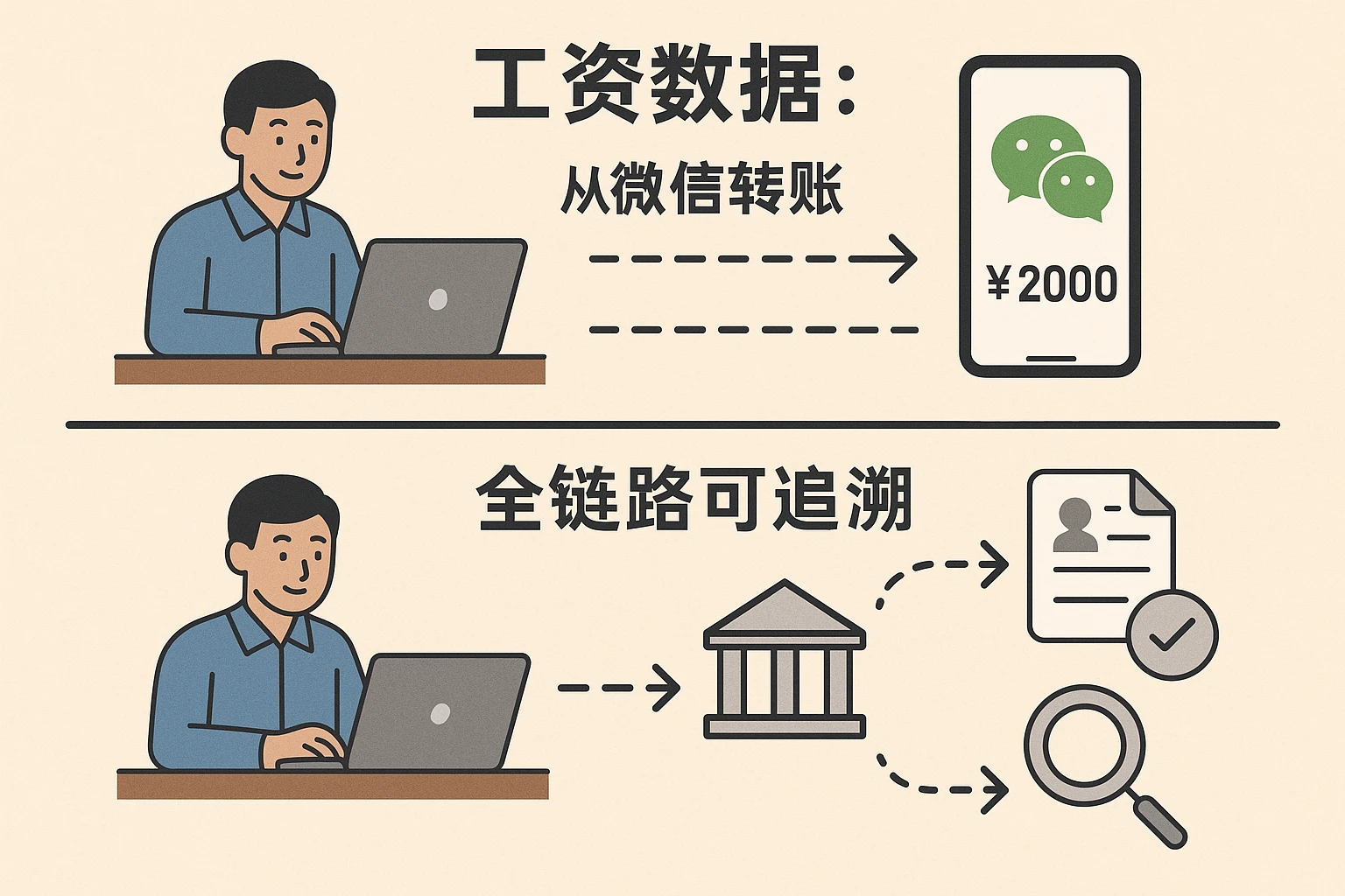 2. 工资数据：从“微信转账”到“全链路可追溯”
