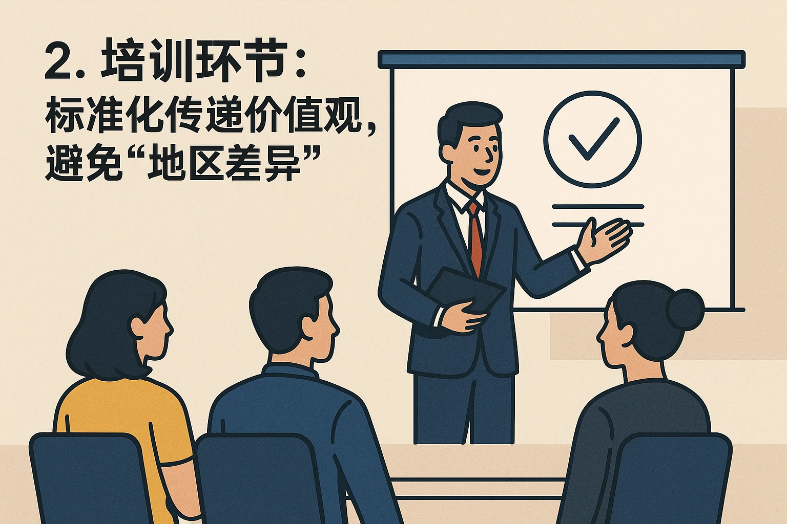2. 培训环节：标准化传递价值观，避免“地区差异”