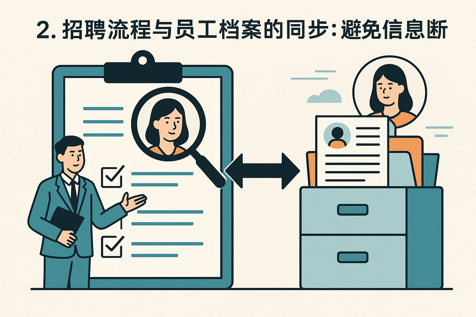 2. 招聘流程与员工档案的同步：避免信息断层