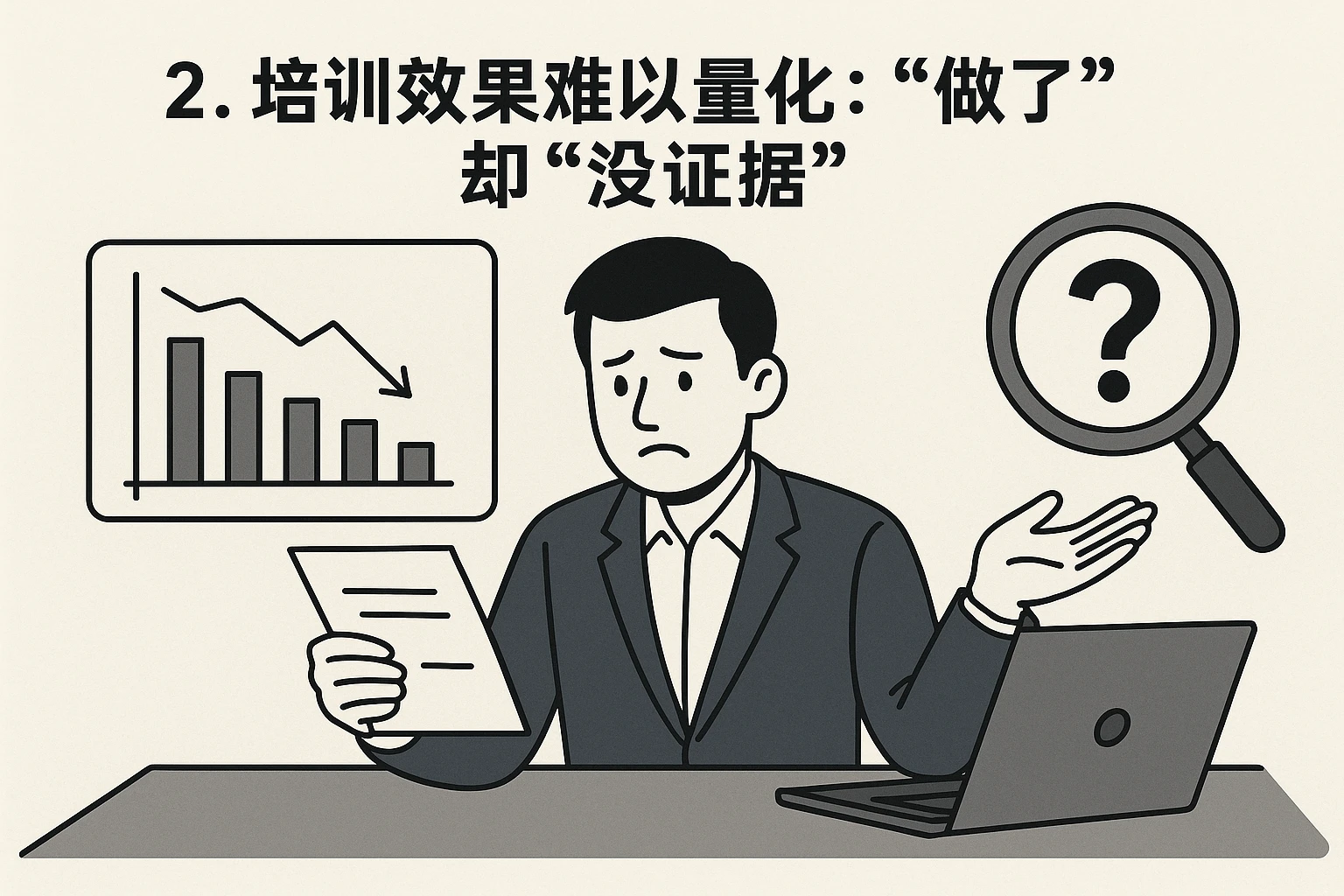 2. 培训效果难以量化：“做了”却“没证据”