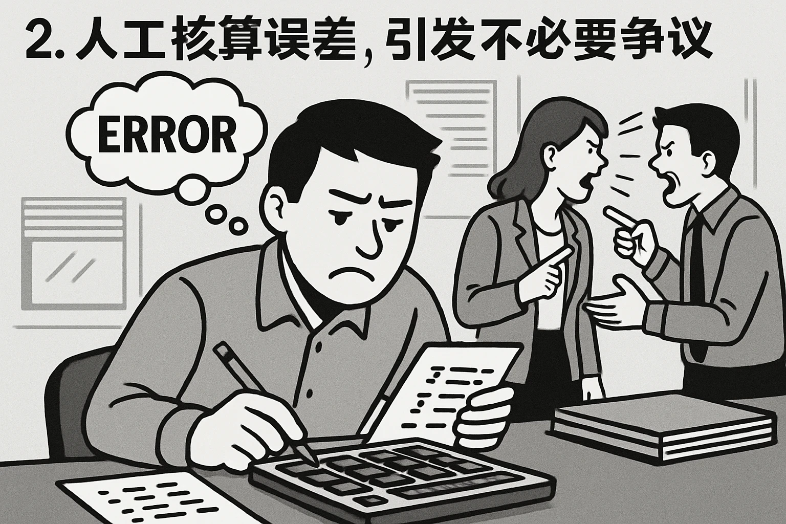 2. 人工核算误差，引发不必要争议