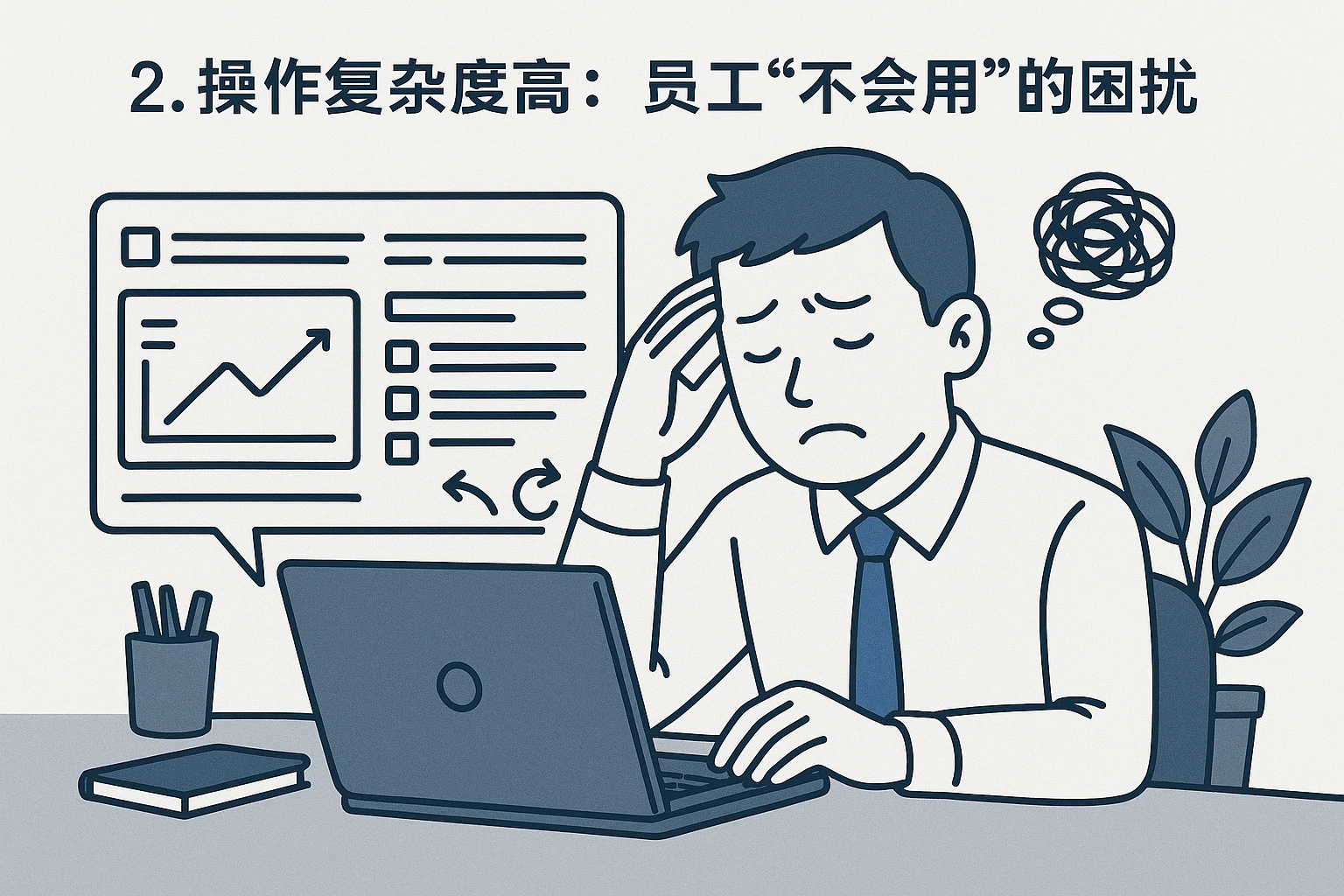2. 操作复杂度高：员工“不会用”的困扰