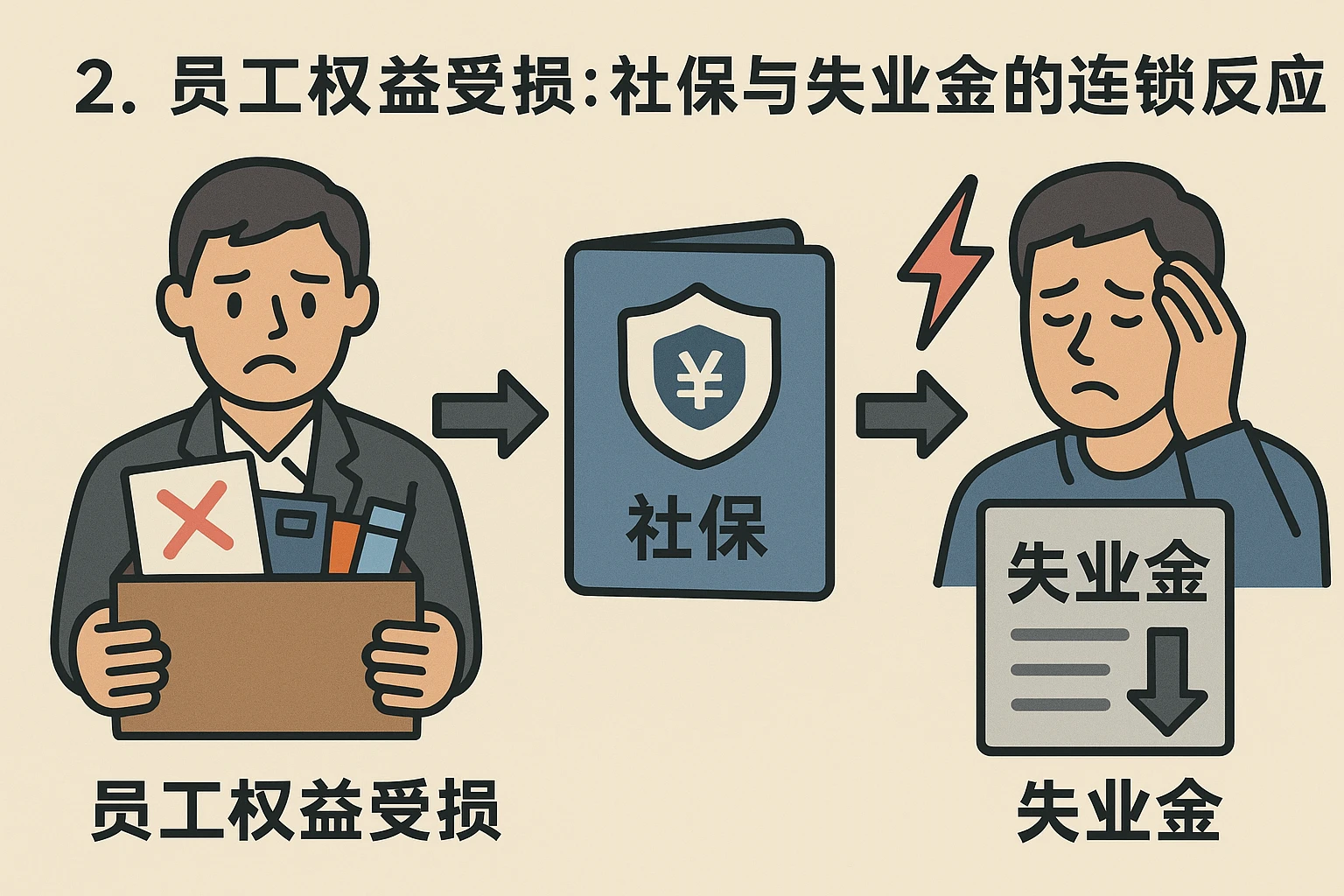2. 员工权益受损：社保与失业金的连锁反应